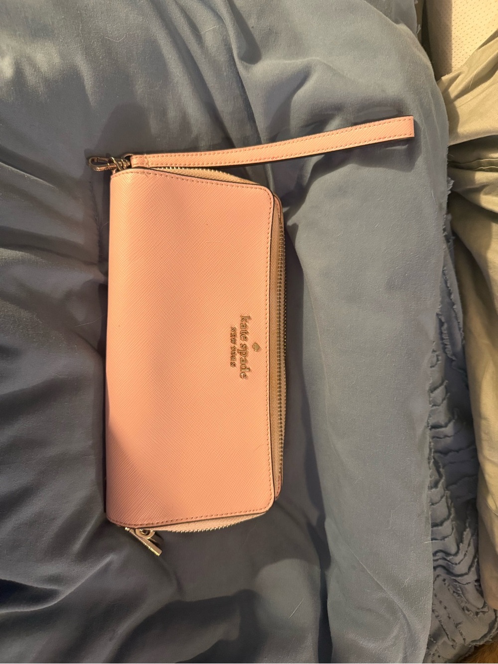 kate spade light pink zip-around wristlet wallet